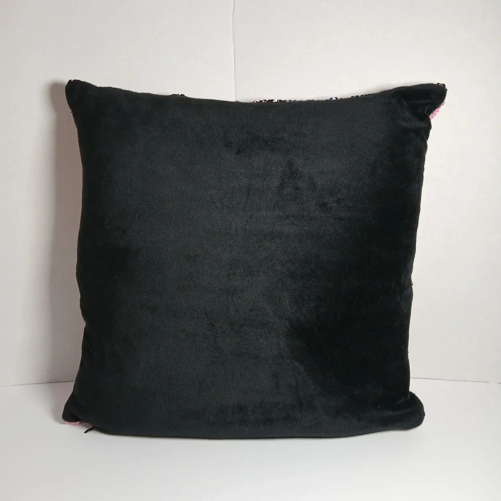 Carrie Underwood Sequin Throw Pillow Reversible‎ Flip Image to Pink Text